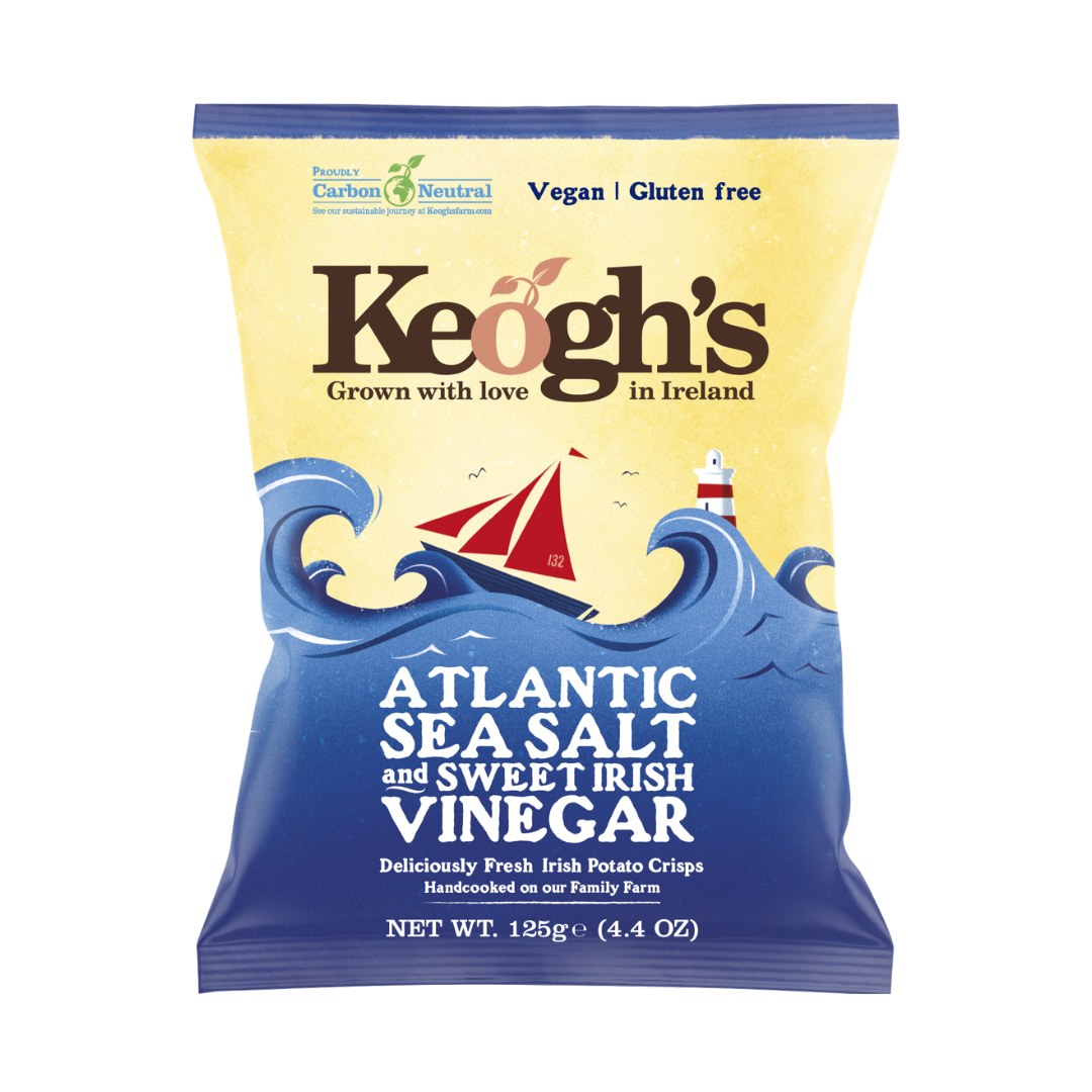 Atlantic Sea Salt and Sweet Irish Vinegar Crisps 1 x 125g Keogh's Crisps