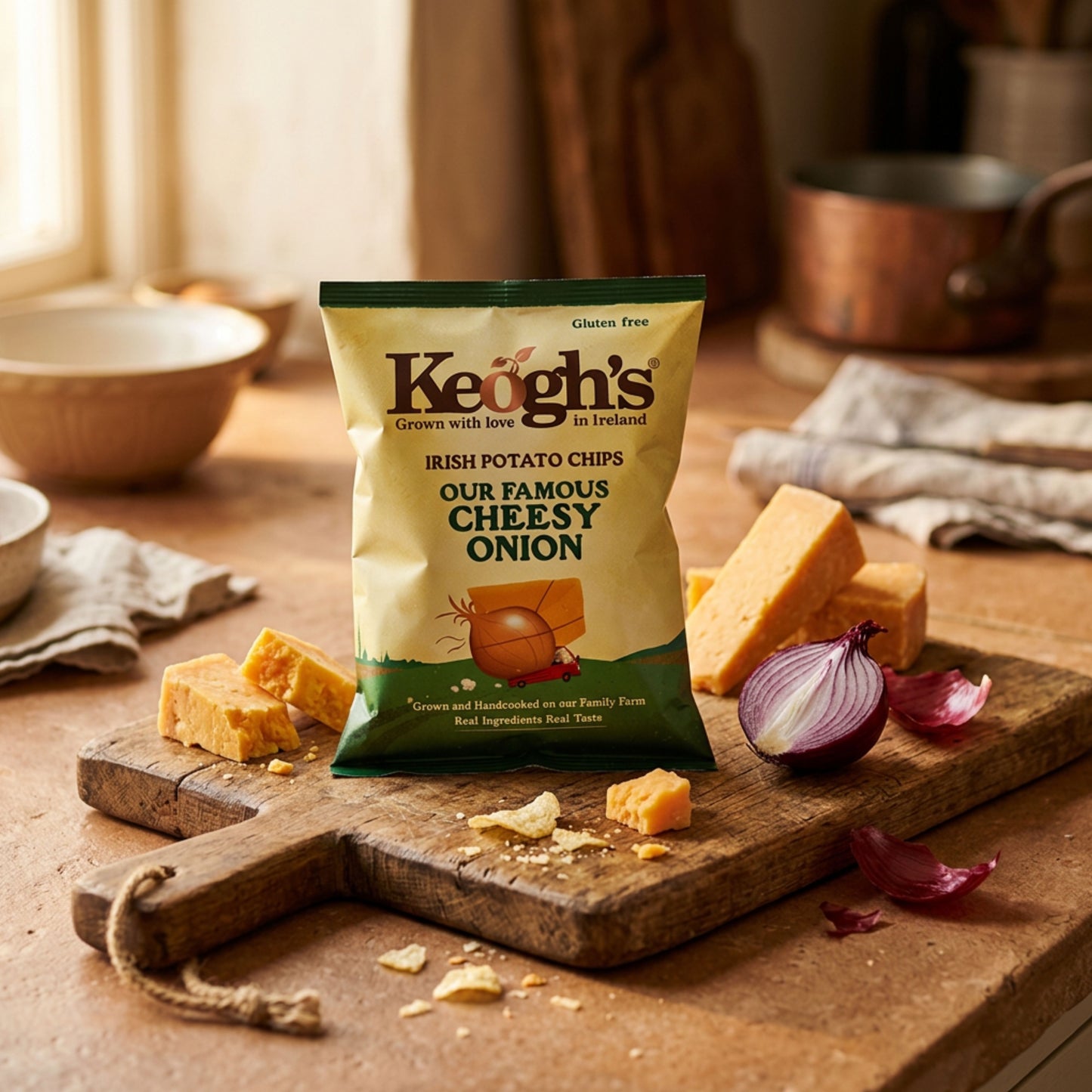 Mature Irish Cheese and Onion Crisps (Size options available)