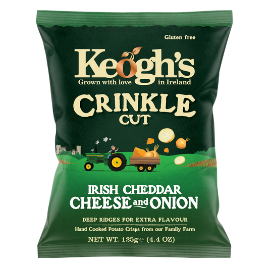 Crinkle Cut Irish Cheddar and Onion Crisps (Size options available)