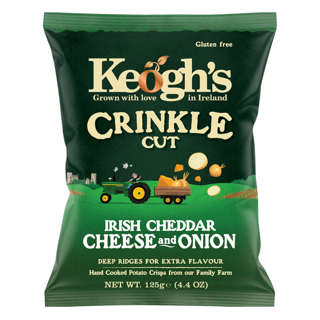 Crinkle Cut Irish Cheddar and Onion Crisps 6x125g