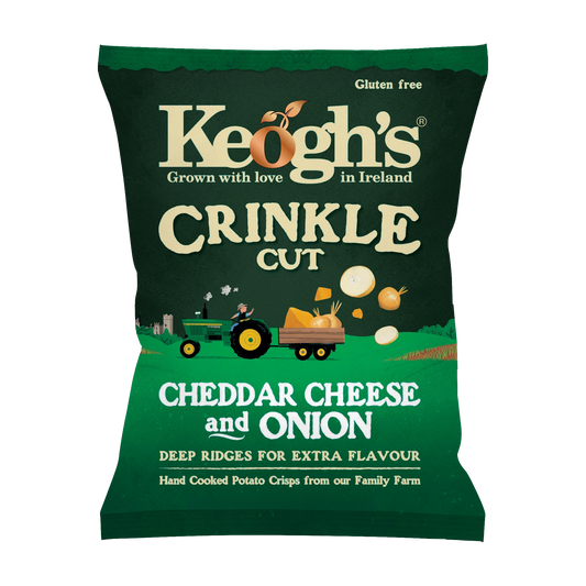 Crinkle Cut Irish Cheddar and Onion Crisps (Size options available)