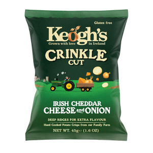 Crinkle Cut Irish Cheddar and Onion Crisps (2 size options)