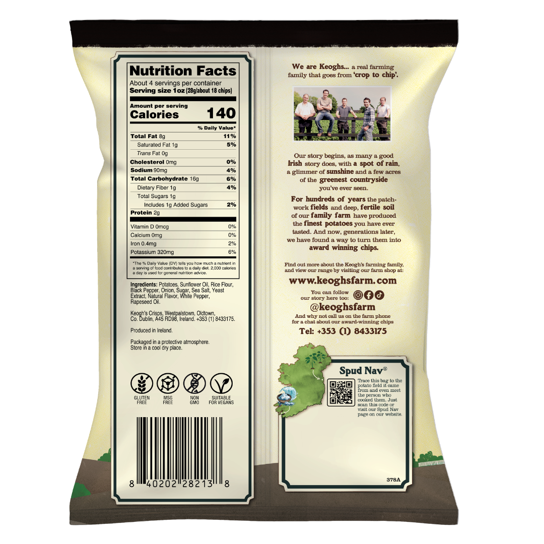 Online Exclusive - Atlantic Sea Salt & Crushed Black Pepper Crisps (Size options available)