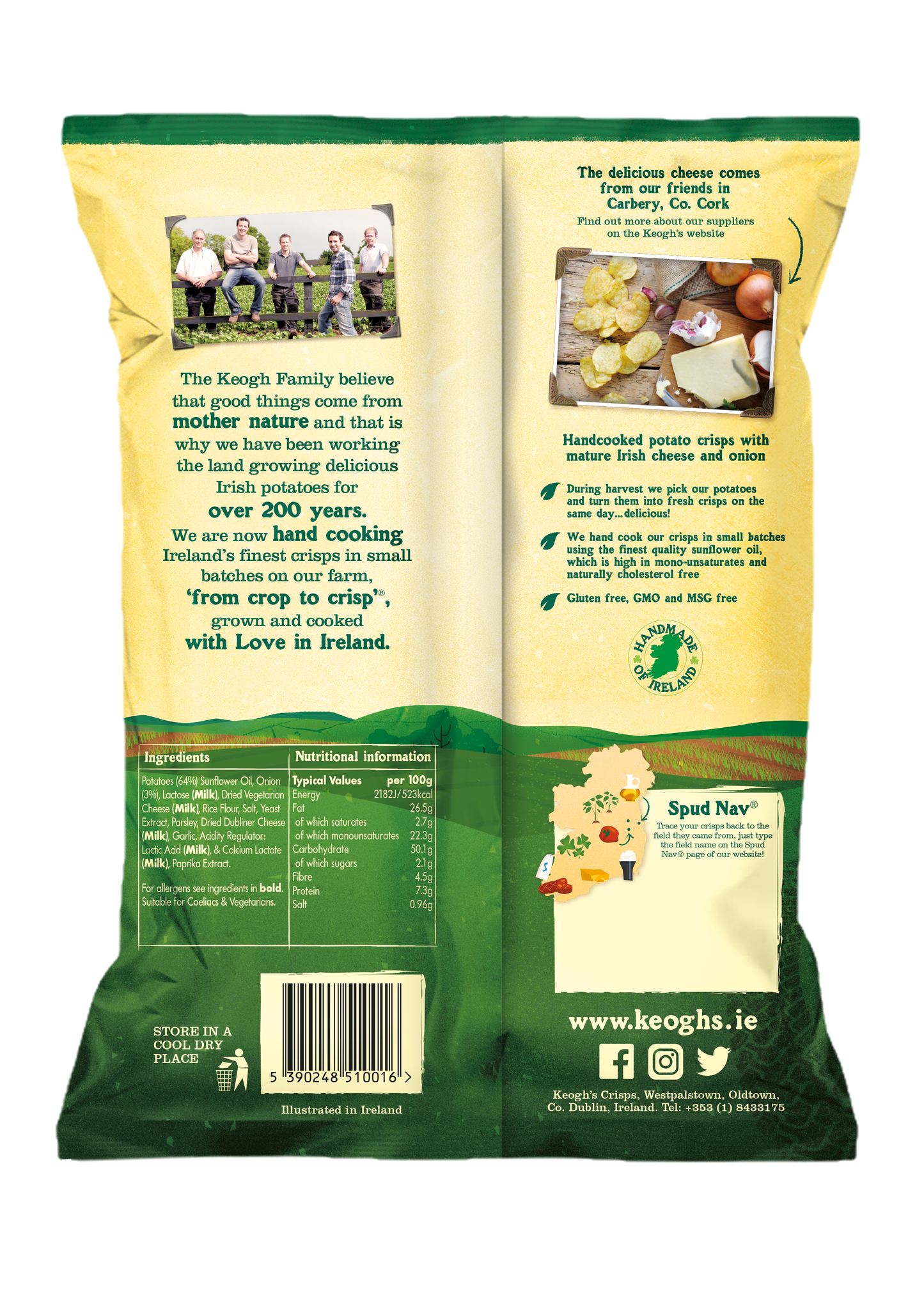 Mature Irish Cheese and Onion Crisps (Size options available)